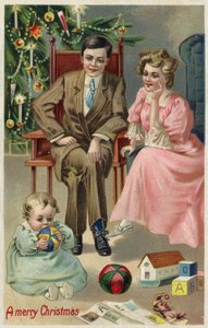 Coppia con bambino a Natale